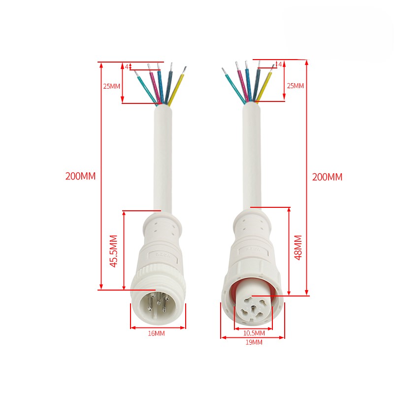 M16 plastic waterproof connector 2-5 pin white