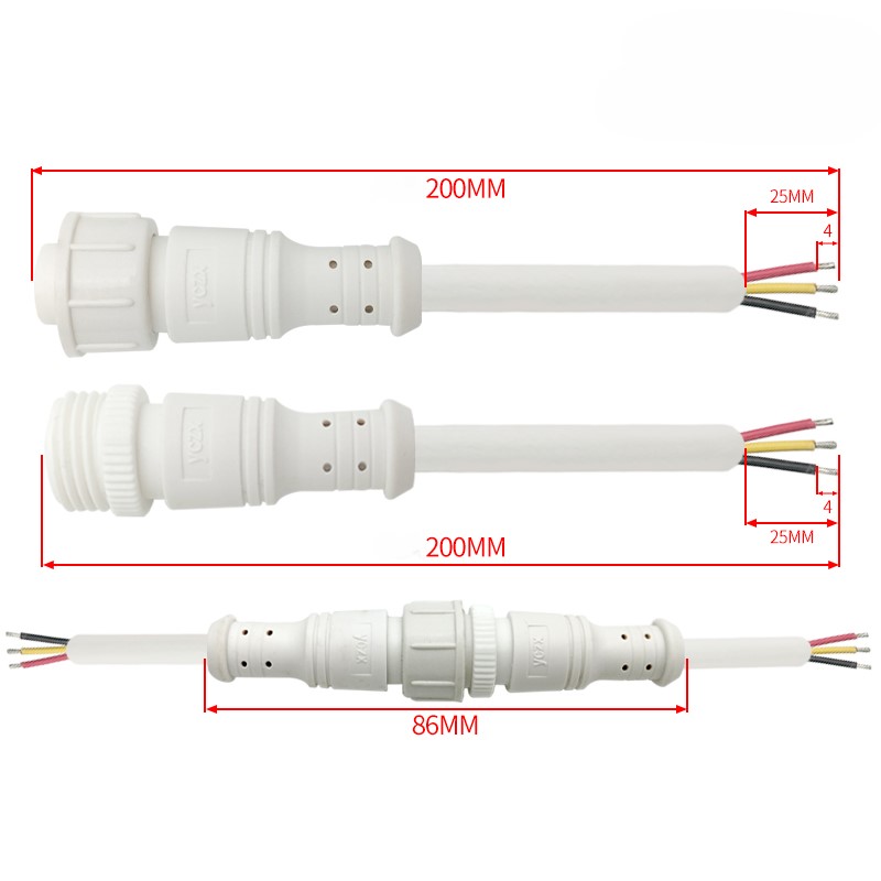 M16 plastic waterproof connector 2-5 pin white