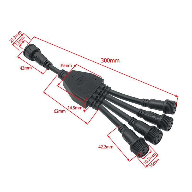 M16 Y-type one to four waterproof connector 2-5pin