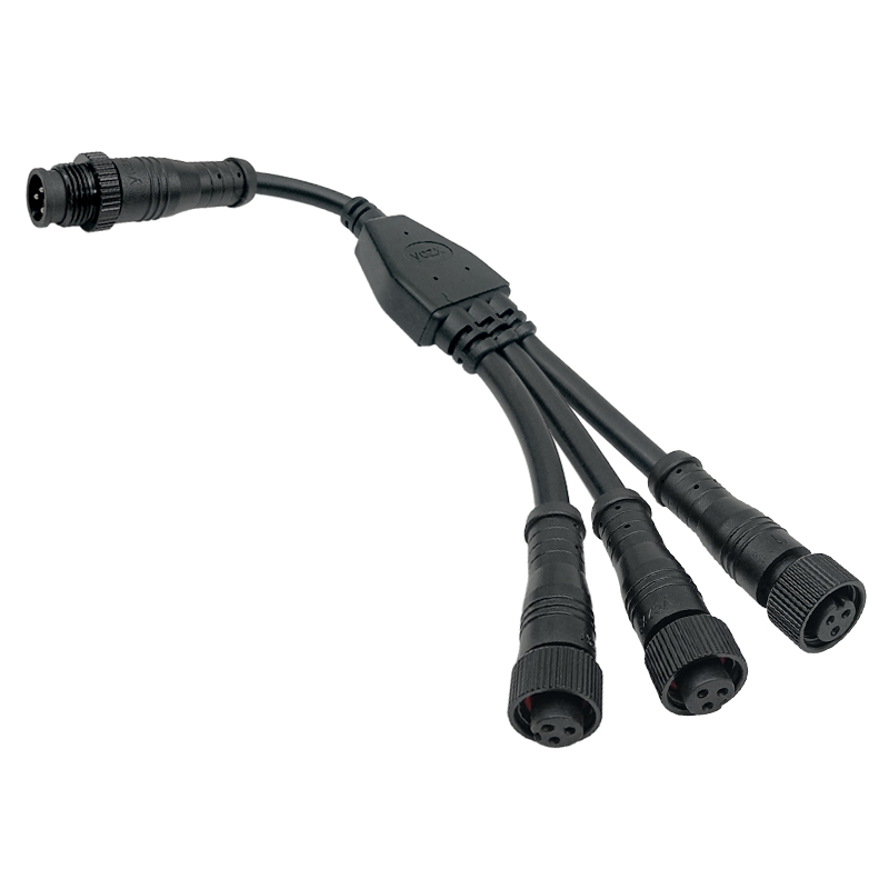 M12 1 to 3 metal waterproof cable 2-8 pin